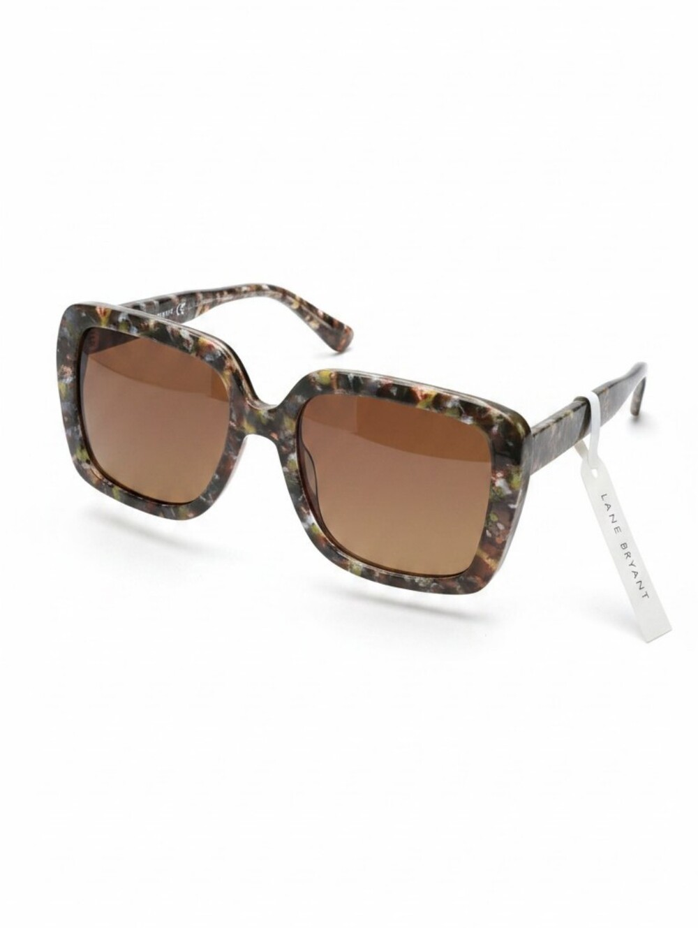 Nwt Lane Bryant Multicolor Tortoise Square Sunglasses with Brown Lenses